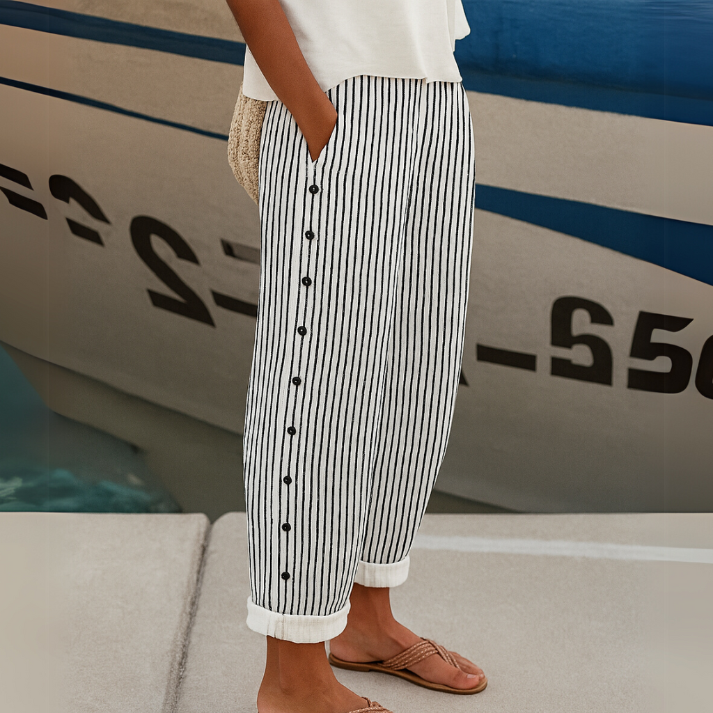 Rosgrove | Women - Striped Casual Trousers - Comfortable Fabric