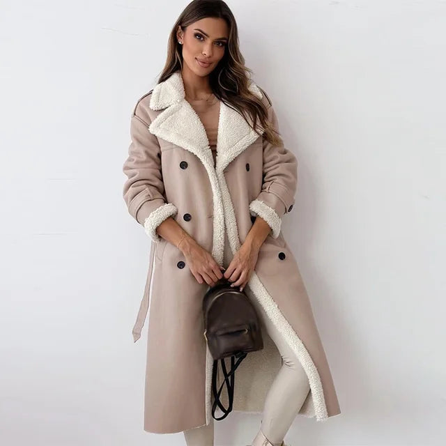 Rosgrove | Women - Long Warm Winter Coat - Button-Down Style