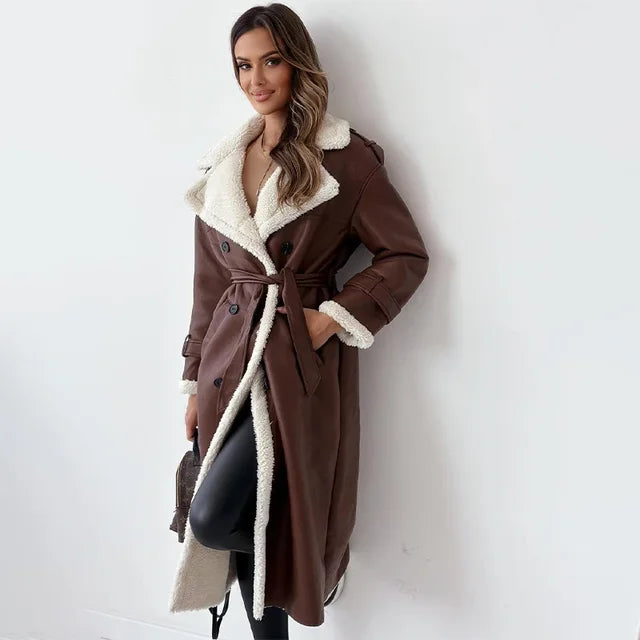 Rosgrove | Women - Long Warm Winter Coat - Button-Down Style