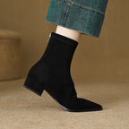 Rosgrove | Women - Pointed Toe Block Heel Ankle Boots - Fitted Style