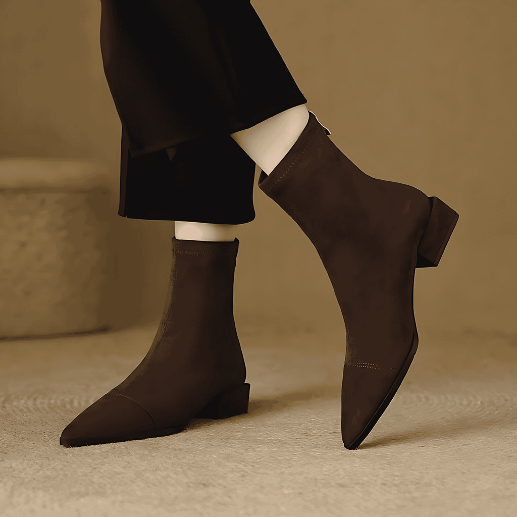 Rosgrove | Women - Pointed Toe Block Heel Ankle Boots - Fitted Style