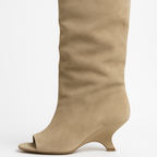 Rosgrove | Women - Knee-High Peep Toe Wedge Boots - Slouchy Style